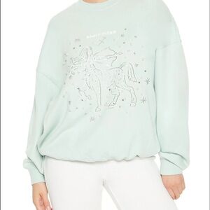 Forever 21 Mint Green Graphic Sweatshirt Sagittarius beaded embroidered new